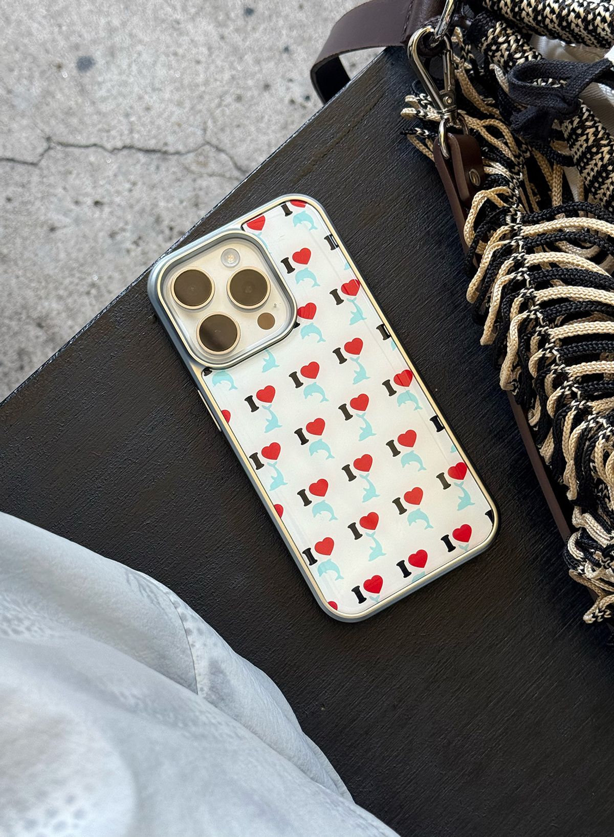 꼴라주바캉스(COLLAGEVACANCE) I Love Sea Friends Pattern Silver Epoxy Case (폰케이스) - 4type