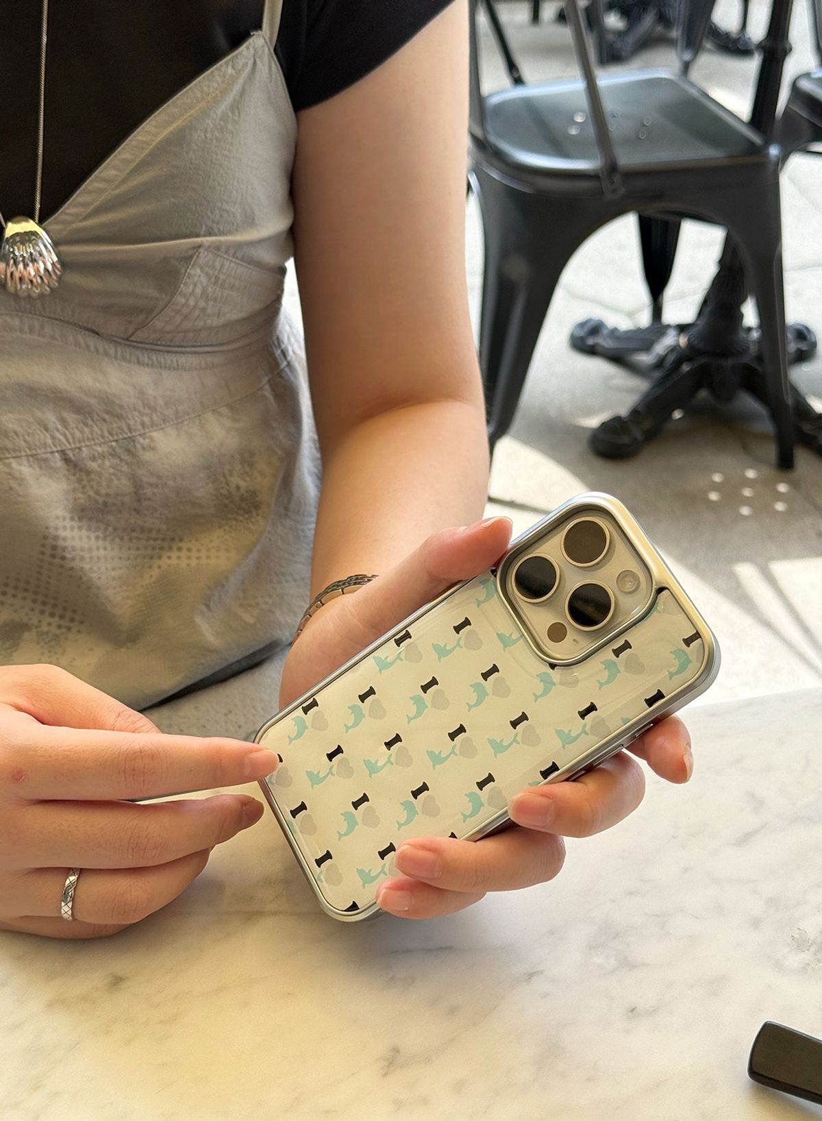 꼴라주바캉스(COLLAGEVACANCE) I Love Sea Friends Pattern Silver Epoxy Case (폰케이스) - 4type