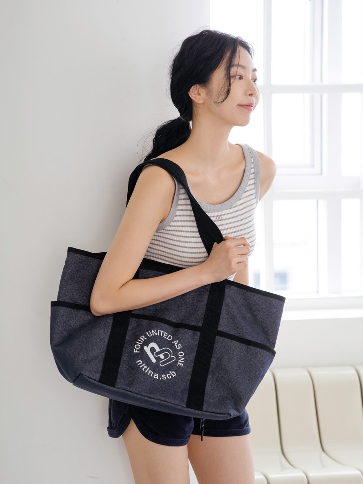 니티나(NITINA) 데님 숄더 BAG  BL