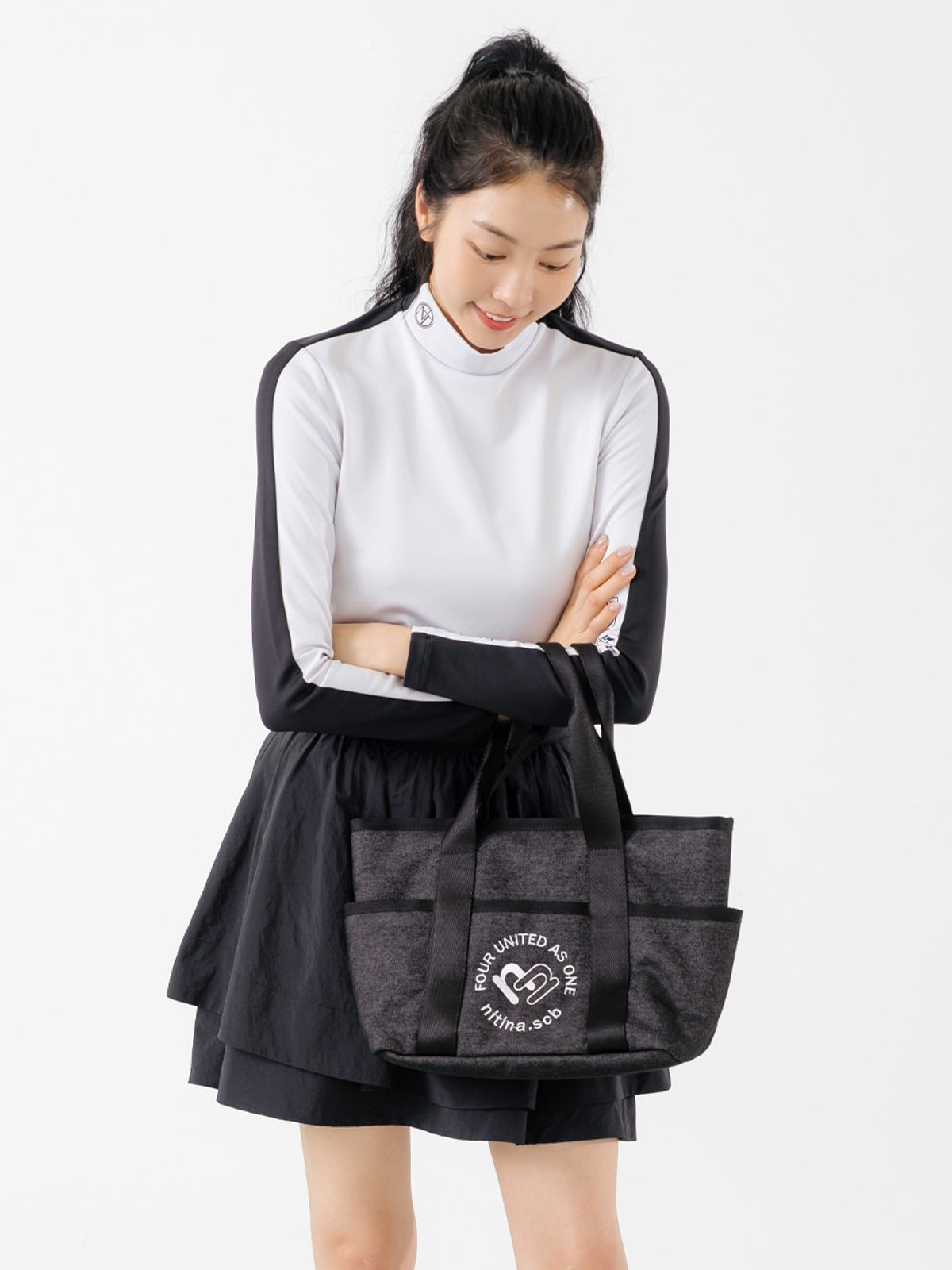 니티나(NITINA) 데님 더블 토트백 BK