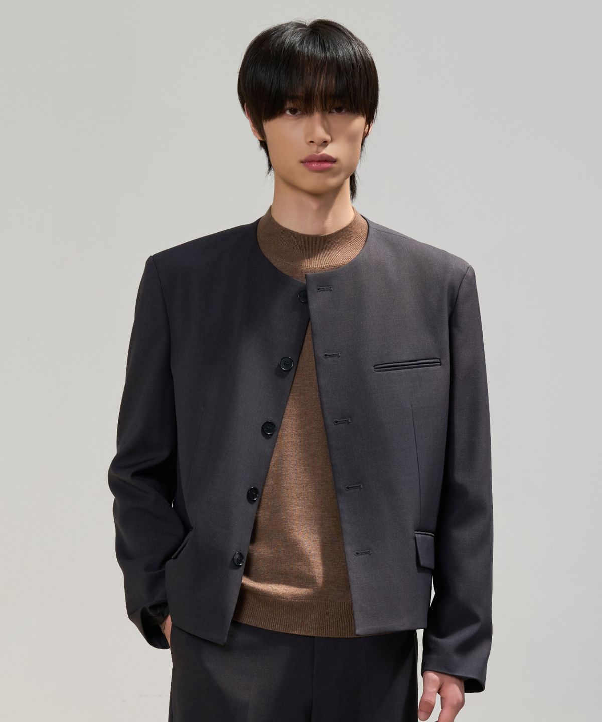 효지(HYOJI) 노카라 크롭 블레이저 (F01-3컬러)