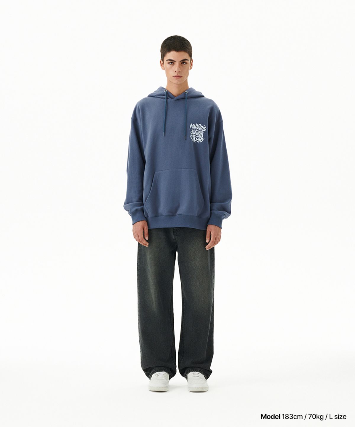마하그리드(MAHAGRID) SLASH LOGO HOODIE NAVY(MG2FFMM427A)