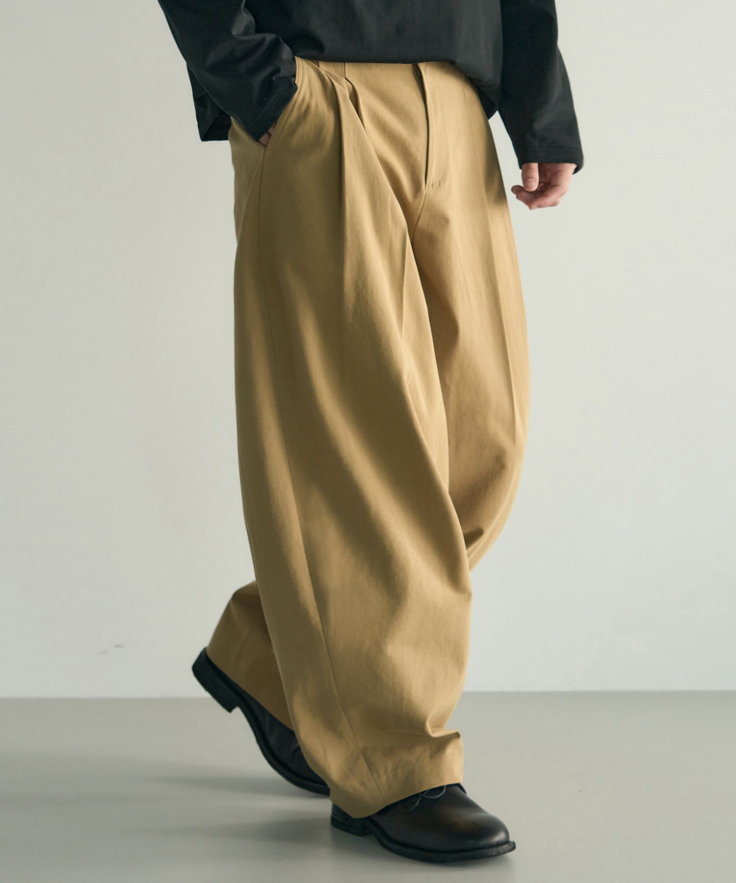 ワイドチノパンツ　ベージュ　36 SMILE ORCHID｜タック入りワイドチノパン | Rakuten Fashion(楽天