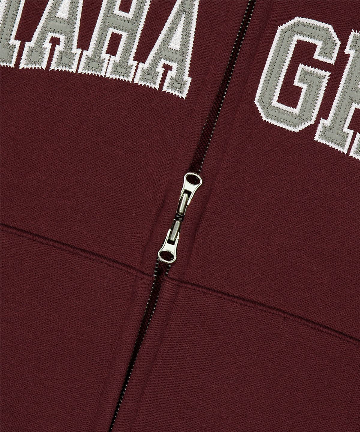 마하그리드(MAHAGRID) APPLIQUE ZIP UP HOODIE BURGUNDY(MG2CFMM428A)