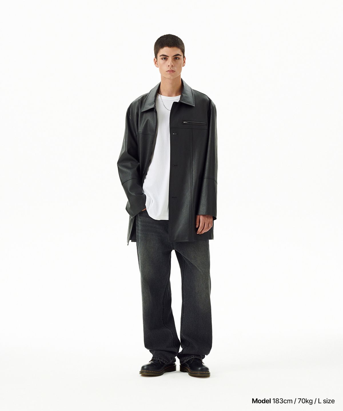 마하그리드(MAHAGRID) FAUX LEATHER CARCOAT BLACK(MG2FFMC840A)