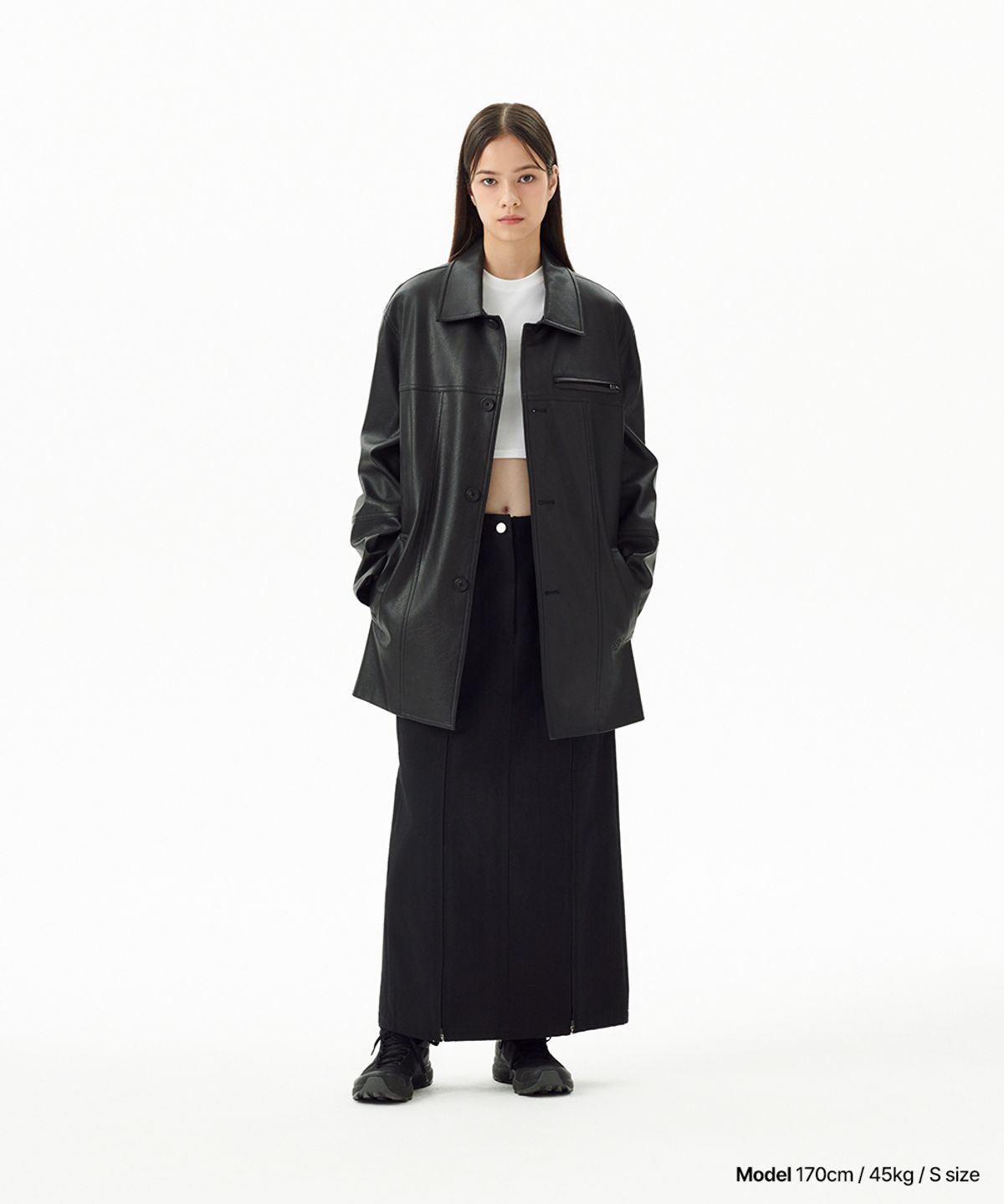 마하그리드(MAHAGRID) FAUX LEATHER CARCOAT BLACK(MG2FFMC840A)