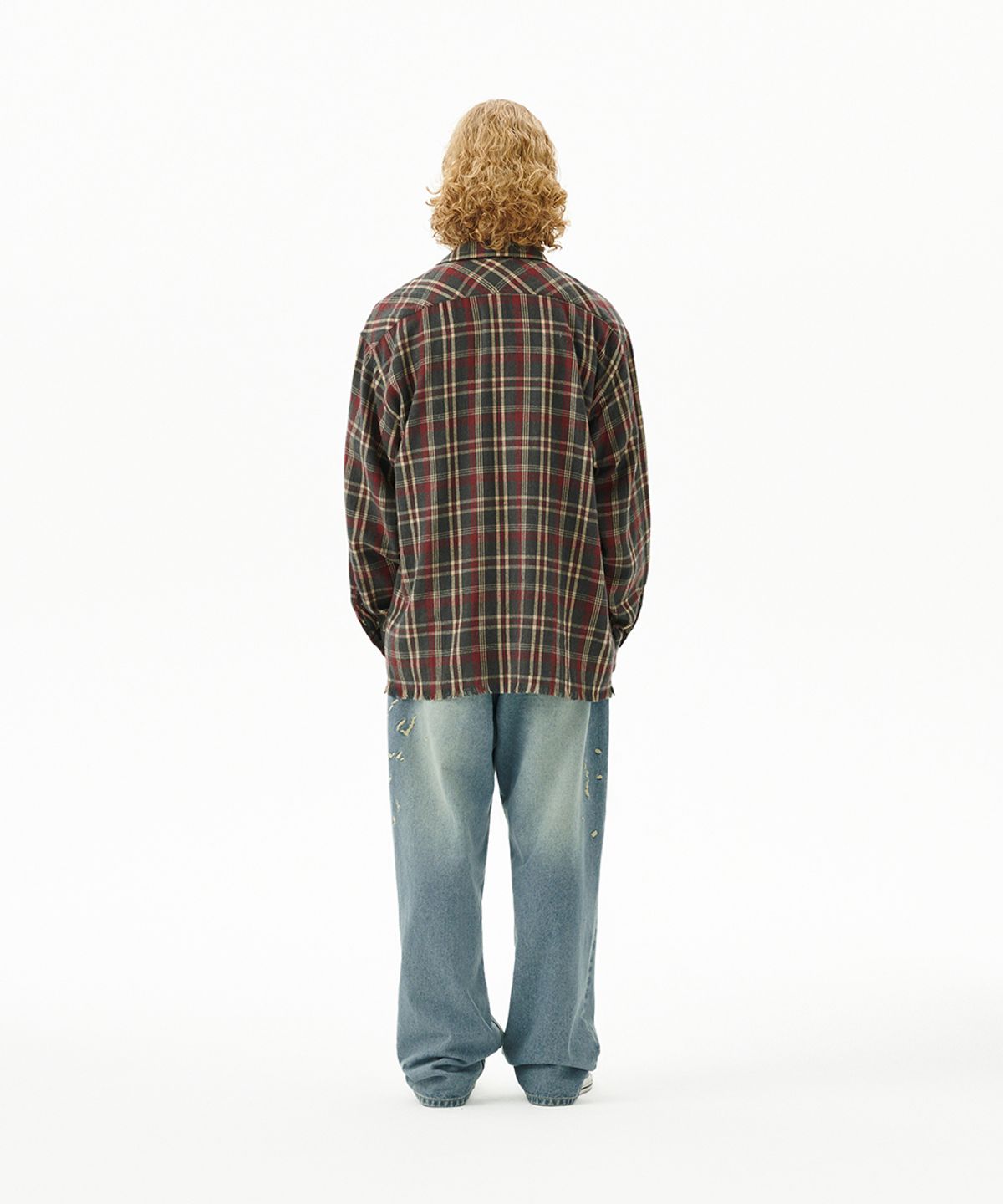 마하그리드(MAHAGRID) CUT OFF FLANNEL CHECK SHIRT CHARCOAL(MG2FFMW320A)