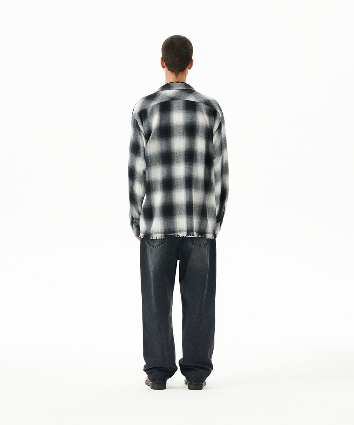 마하그리드(MAHAGRID) CUT OFF FLANNEL CHECK SHIRT BLACK(MG2FFMW321A)