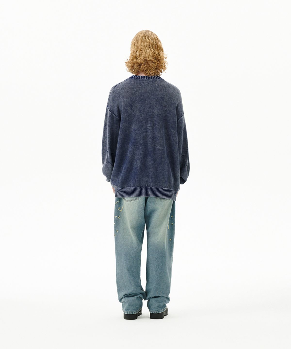 마하그리드(MAHAGRID) PIGMENT FLAG KNIT SWEATER BLUE(MG2FFMK602A)