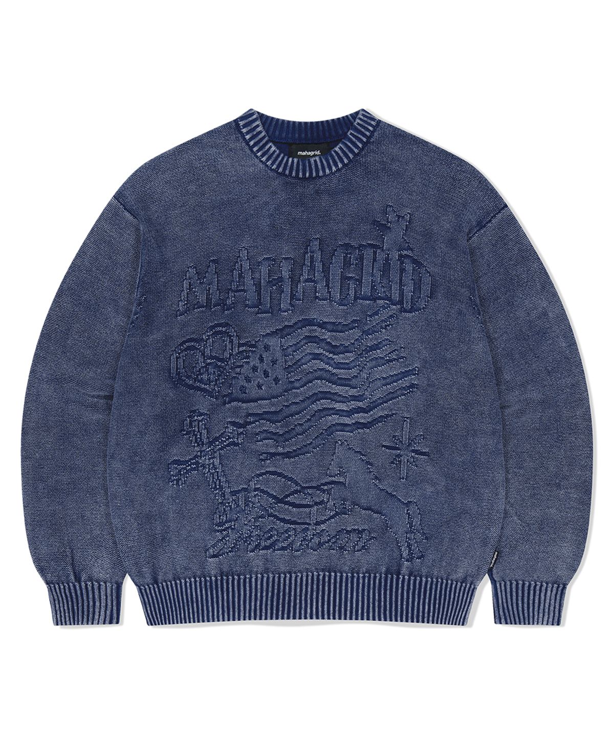 마하그리드(MAHAGRID) PIGMENT FLAG KNIT SWEATER BLUE(MG2FFMK602A)