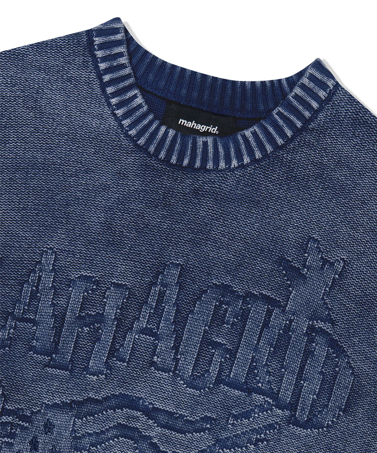 마하그리드(MAHAGRID) PIGMENT FLAG KNIT SWEATER BLUE(MG2FFMK602A)
