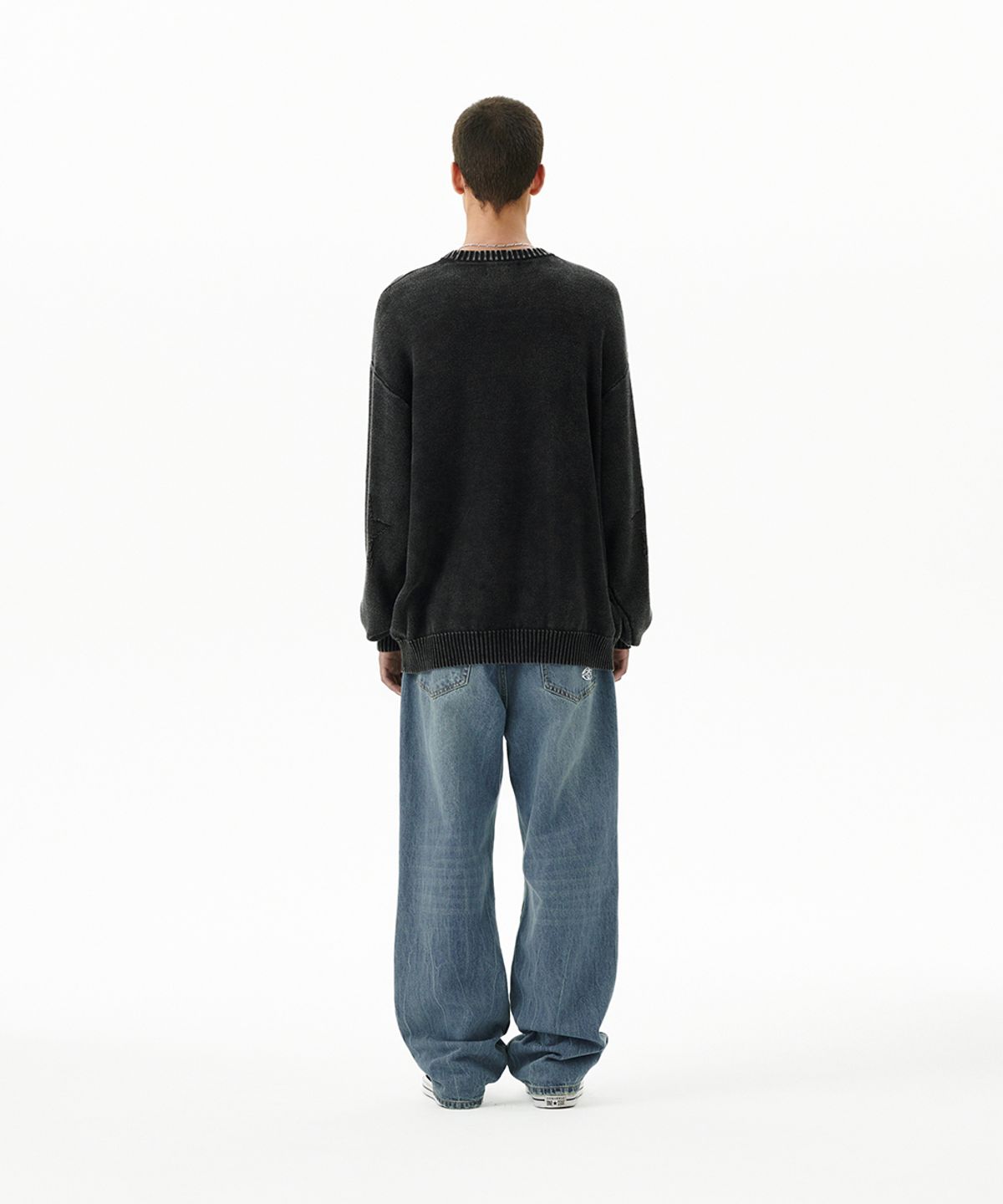 마하그리드(MAHAGRID) PIGMENT FLAG KNIT SWEATER BLACK(MG2FFMK602A)