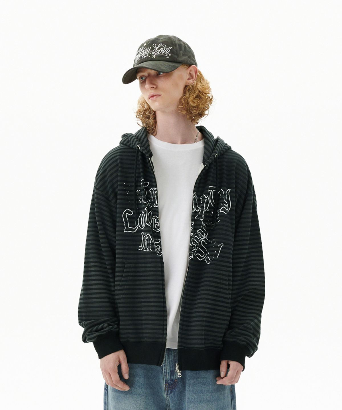 마하그리드(MAHAGRID) EMPTY STRIPE ZIP UP HOODIE BLACK(MG2FFMM498A)