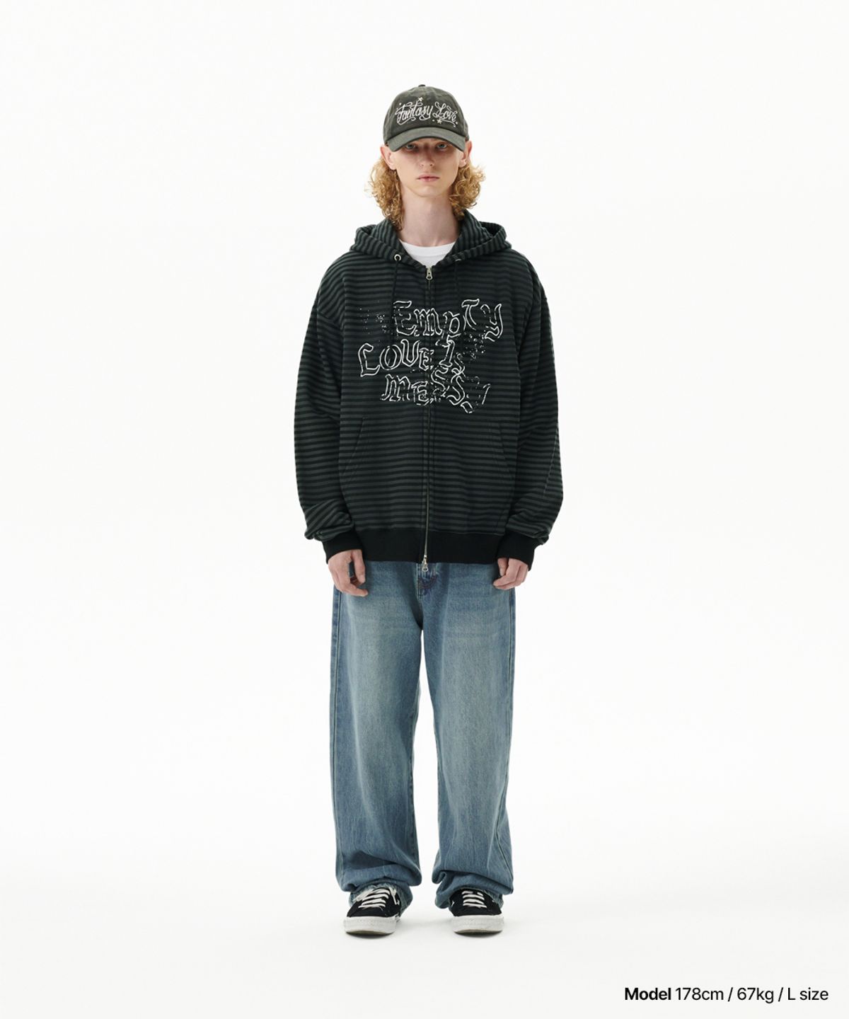 마하그리드(MAHAGRID) EMPTY STRIPE ZIP UP HOODIE BLACK(MG2FFMM498A)