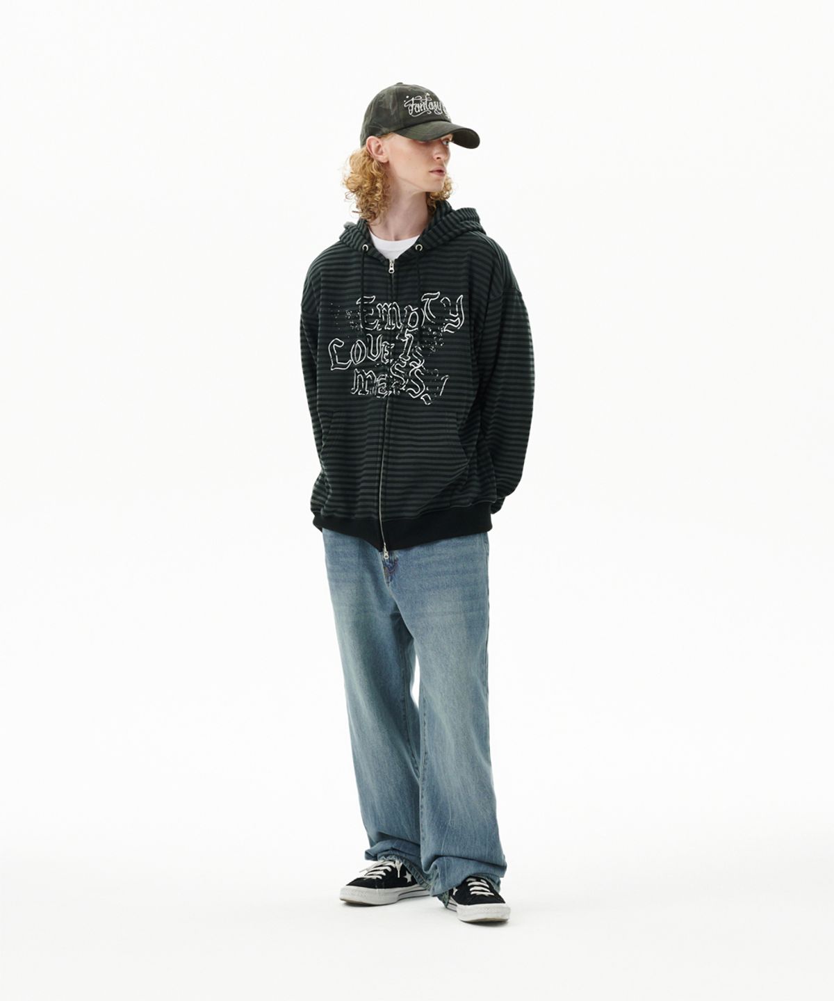마하그리드(MAHAGRID) EMPTY STRIPE ZIP UP HOODIE BLACK(MG2FFMM498A)