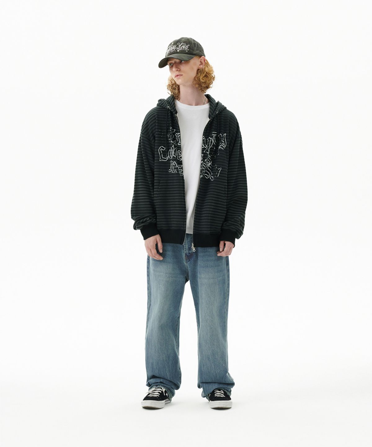 마하그리드(MAHAGRID) EMPTY STRIPE ZIP UP HOODIE BLACK(MG2FFMM498A)