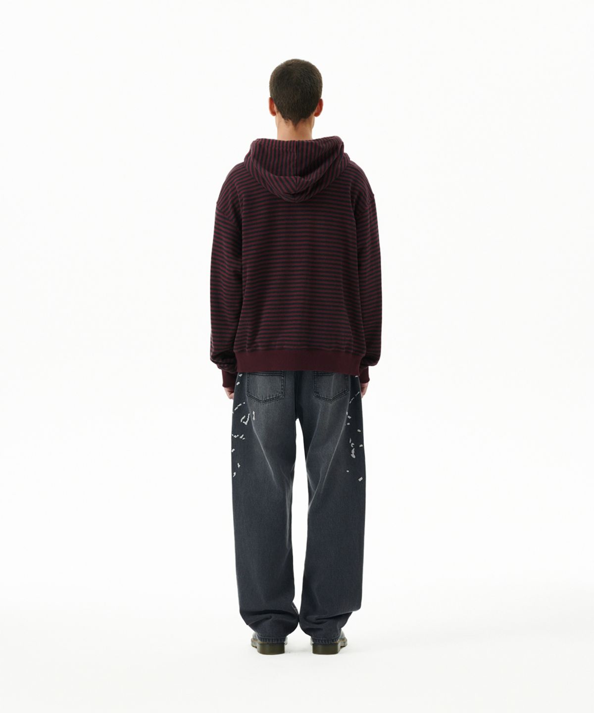 마하그리드(MAHAGRID) EMPTY STRIPE ZIP UP HOODIE BURGUNDY(MG2FFMM498A)