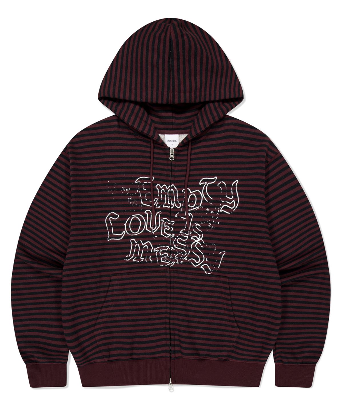 마하그리드(MAHAGRID) EMPTY STRIPE ZIP UP HOODIE BURGUNDY(MG2FFMM498A)