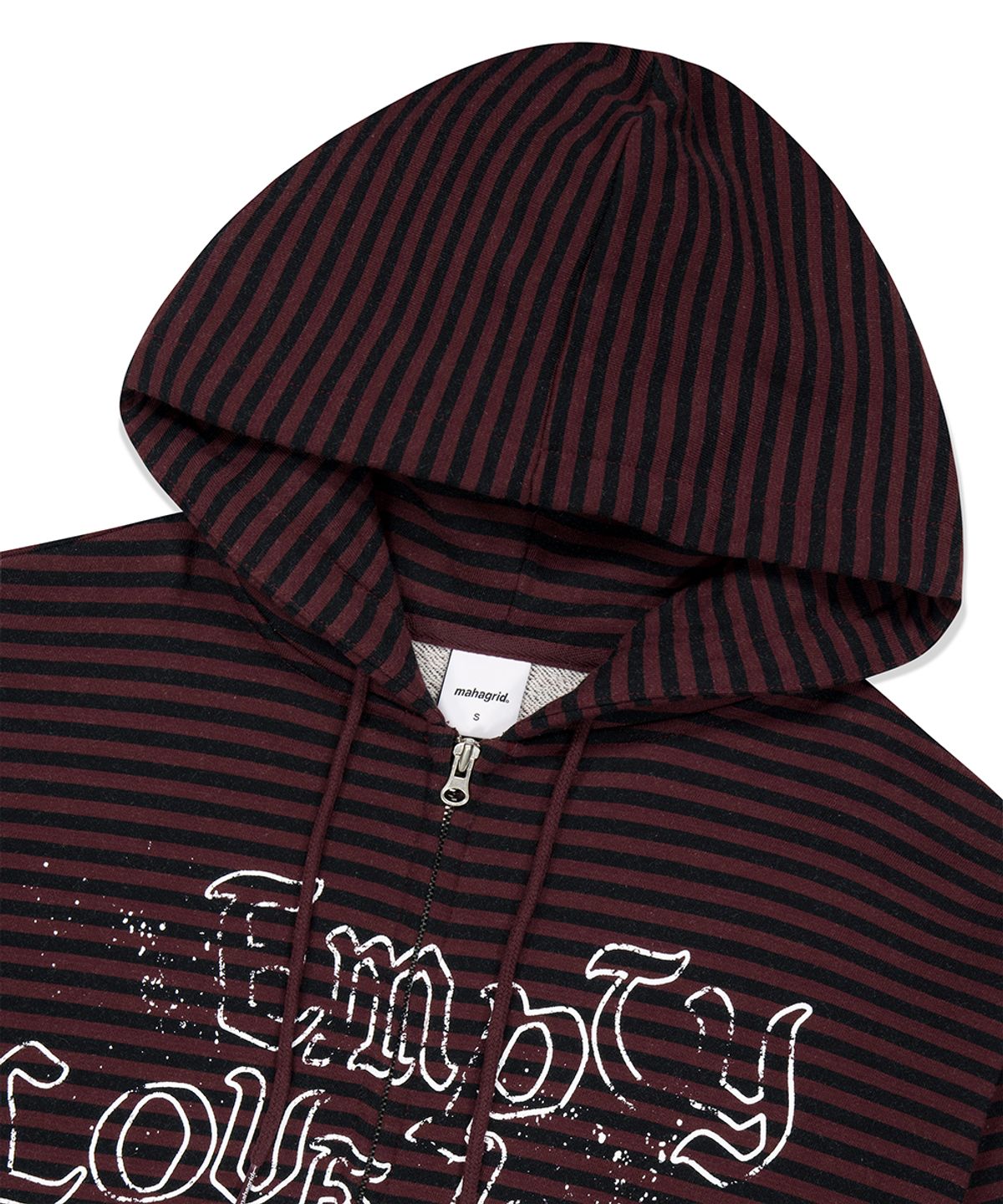 마하그리드(MAHAGRID) EMPTY STRIPE ZIP UP HOODIE BURGUNDY(MG2FFMM498A)
