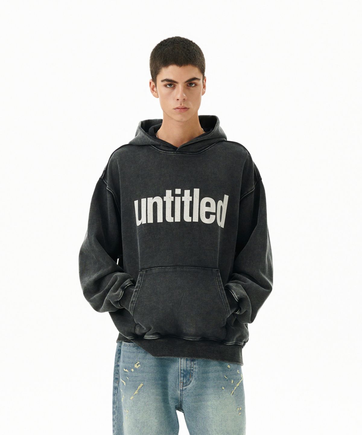 마하그리드(MAHAGRID) FADED UNTITLED HOODIE BLACK(MG2FFMM410A)