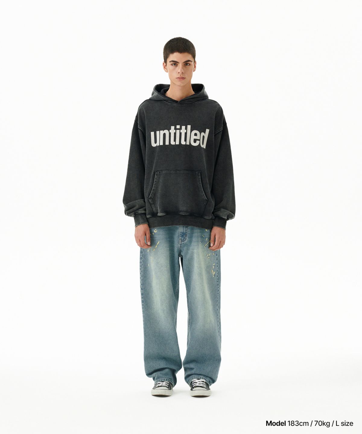마하그리드(MAHAGRID) FADED UNTITLED HOODIE BLACK(MG2FFMM410A)