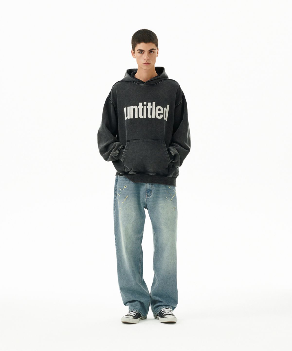 마하그리드(MAHAGRID) FADED UNTITLED HOODIE BLACK(MG2FFMM410A)