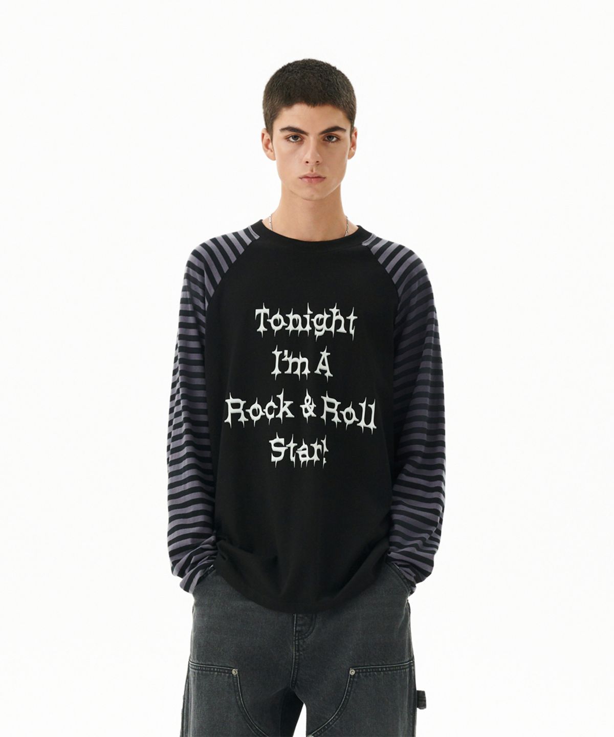 마하그리드(MAHAGRID) ROCK STAR RAGLAN STRIPE LS TEE BLACK(MG2FFMT570A)