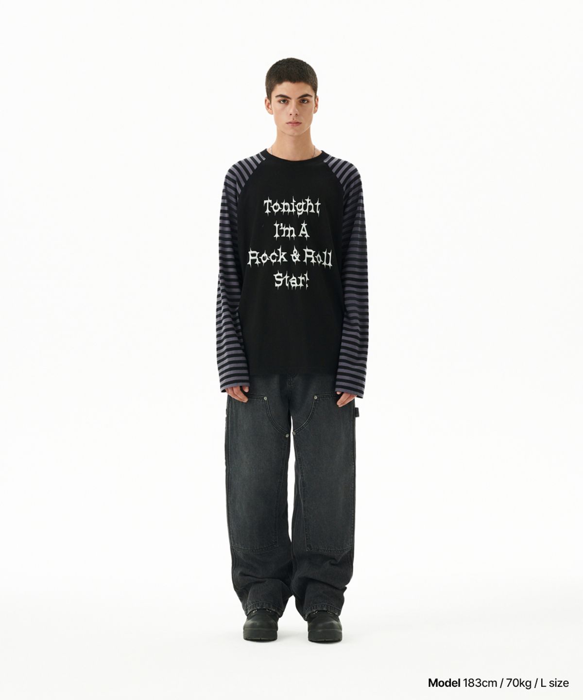 마하그리드(MAHAGRID) ROCK STAR RAGLAN STRIPE LS TEE BLACK(MG2FFMT570A)