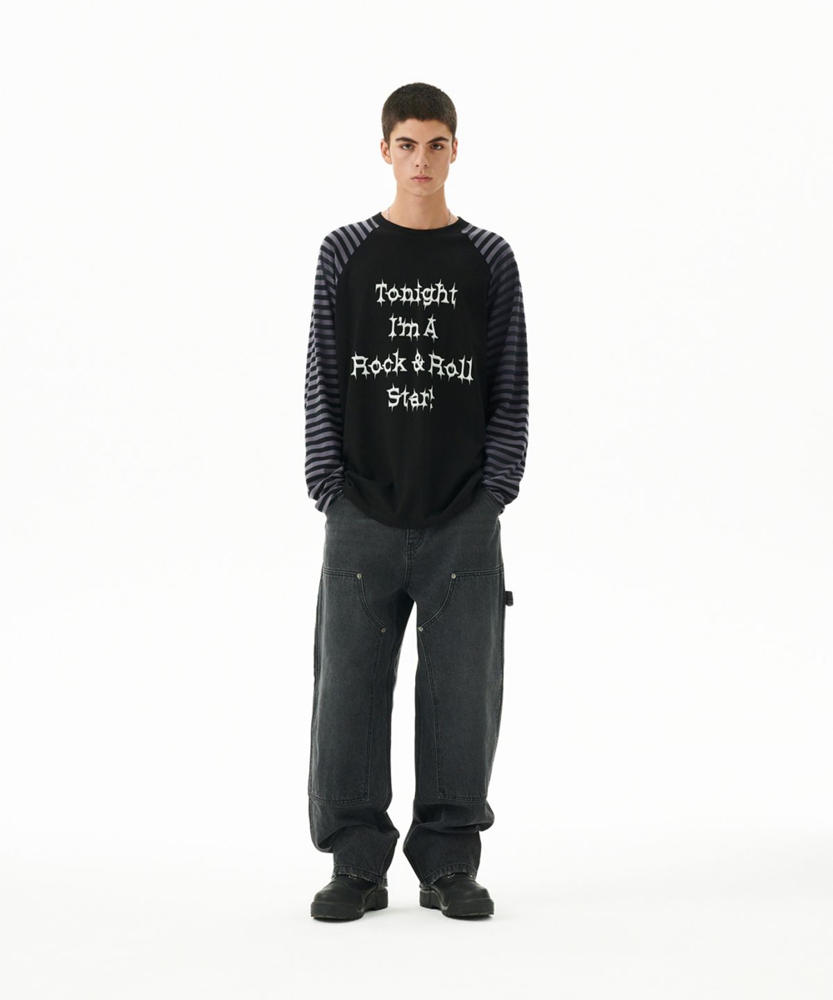 마하그리드(MAHAGRID) ROCK STAR RAGLAN STRIPE LS TEE BLACK(MG2FFMT570A)