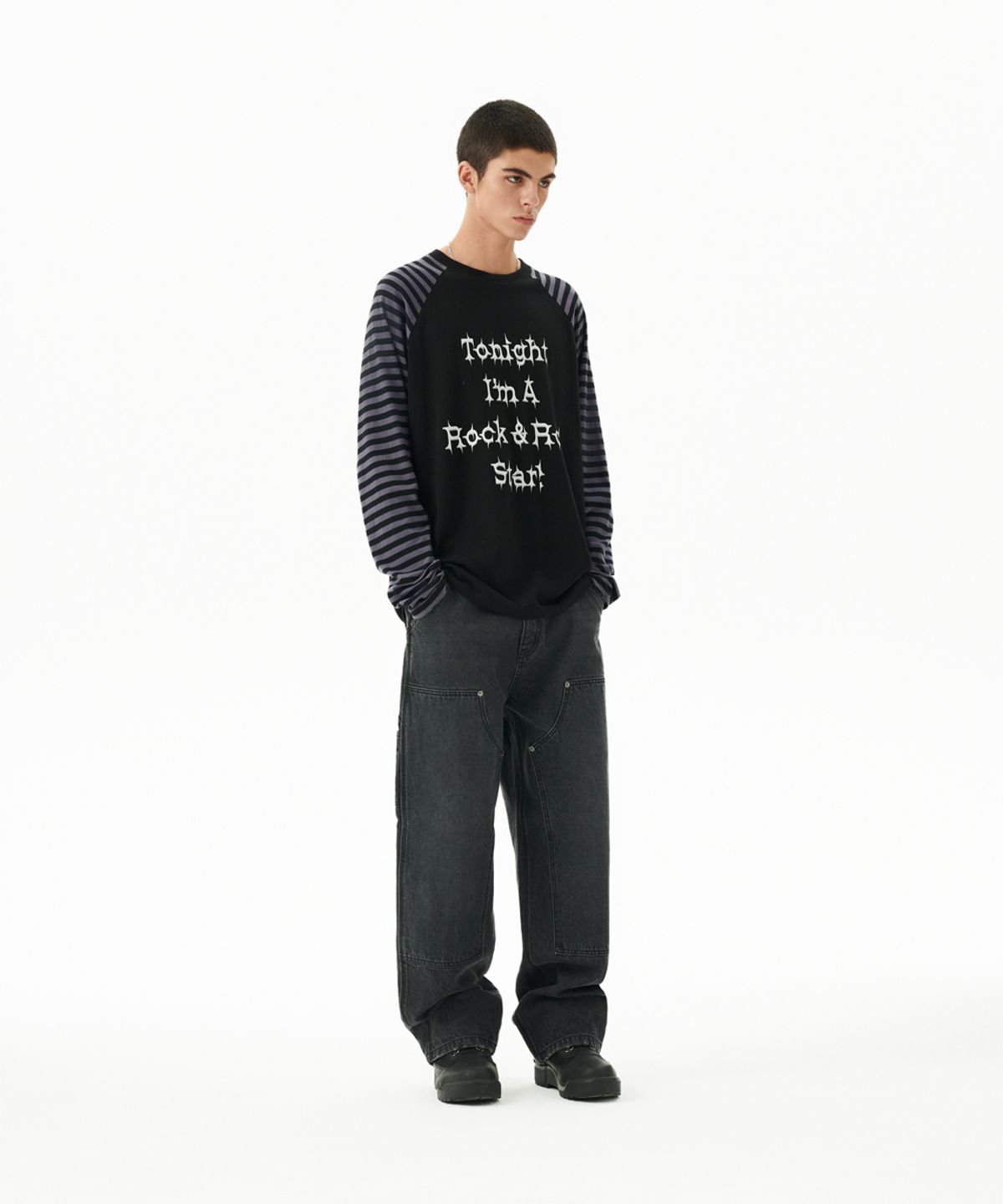마하그리드(MAHAGRID) ROCK STAR RAGLAN STRIPE LS TEE BLACK(MG2FFMT570A)