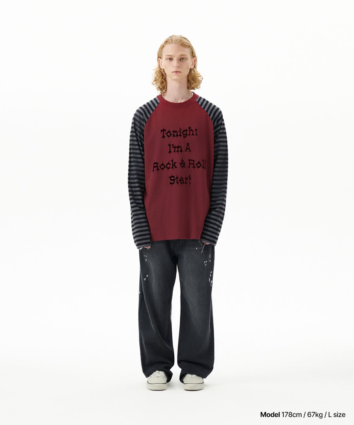 마하그리드(MAHAGRID) ROCK STAR RAGLAN STRIPE LS TEE BURGUNDY(MG2FFMT570A)