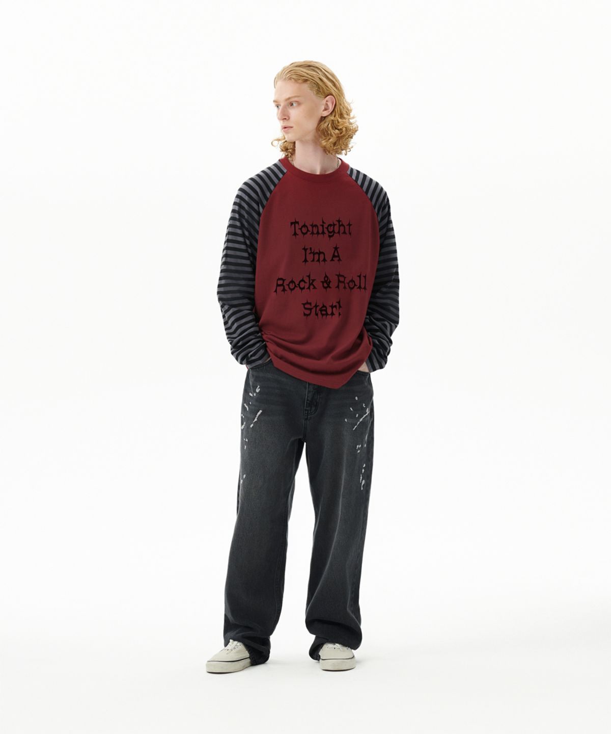 마하그리드(MAHAGRID) ROCK STAR RAGLAN STRIPE LS TEE BURGUNDY(MG2FFMT570A)