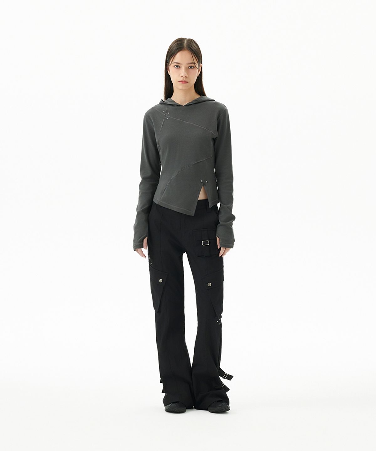 마하그리드(MAHAGRID) CURVED SLIM HOODIE GREY(MG2FFFM419A)