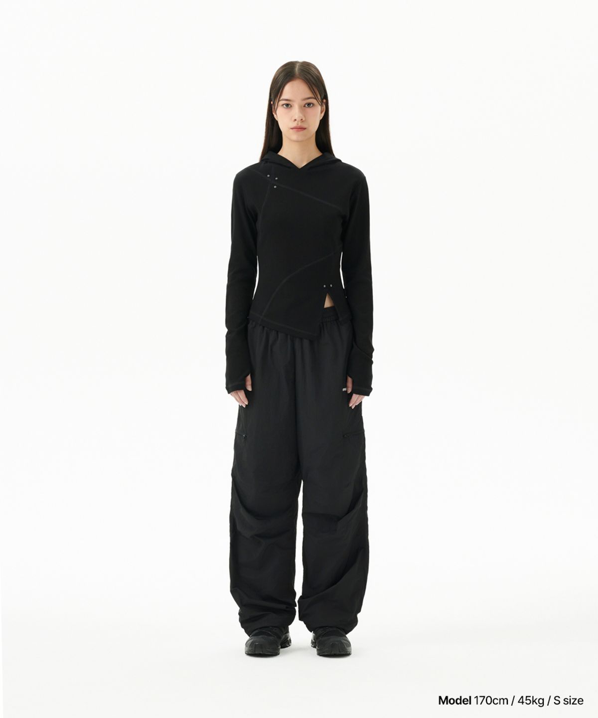 마하그리드(MAHAGRID) CURVED SLIM HOODIE BLACK(MG2FFFM419A)
