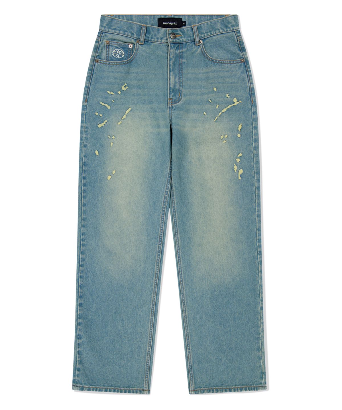 마하그리드(MAHAGRID) EMB SPLATTER DENIM PANT BLUE(MG2FFMD110A)