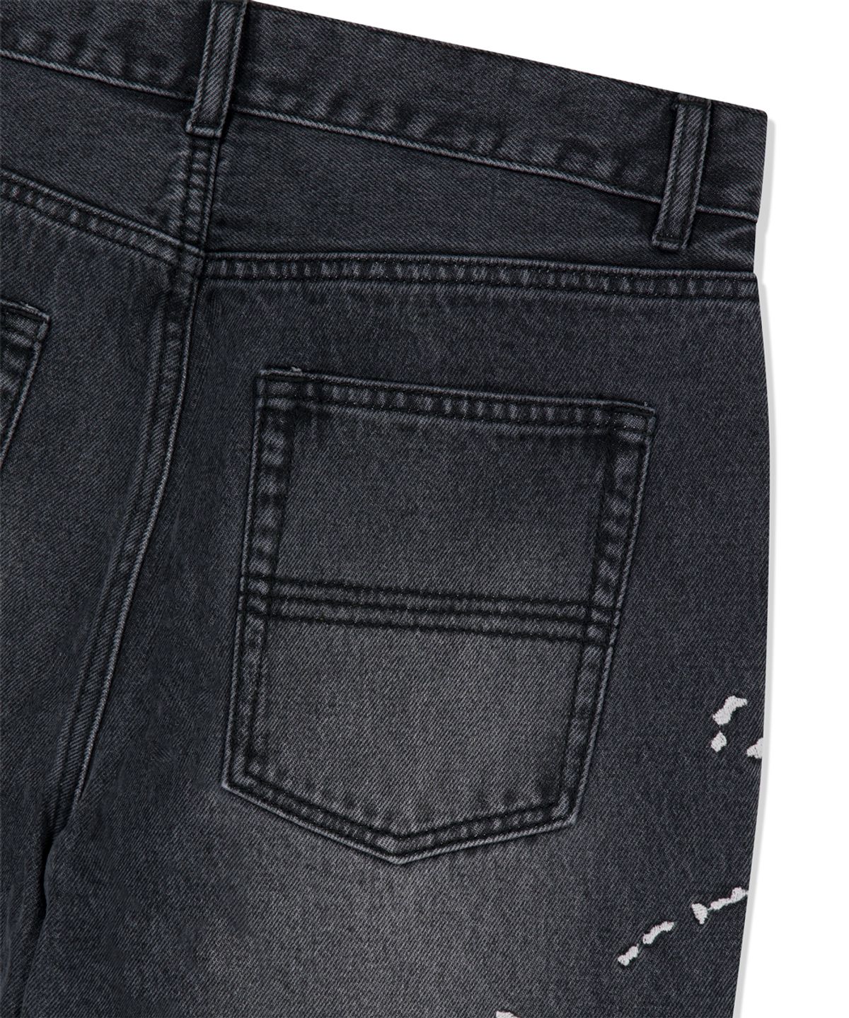 마하그리드(MAHAGRID) EMB SPLATTER DENIM PANT BLACK(MG2FFMD111A)