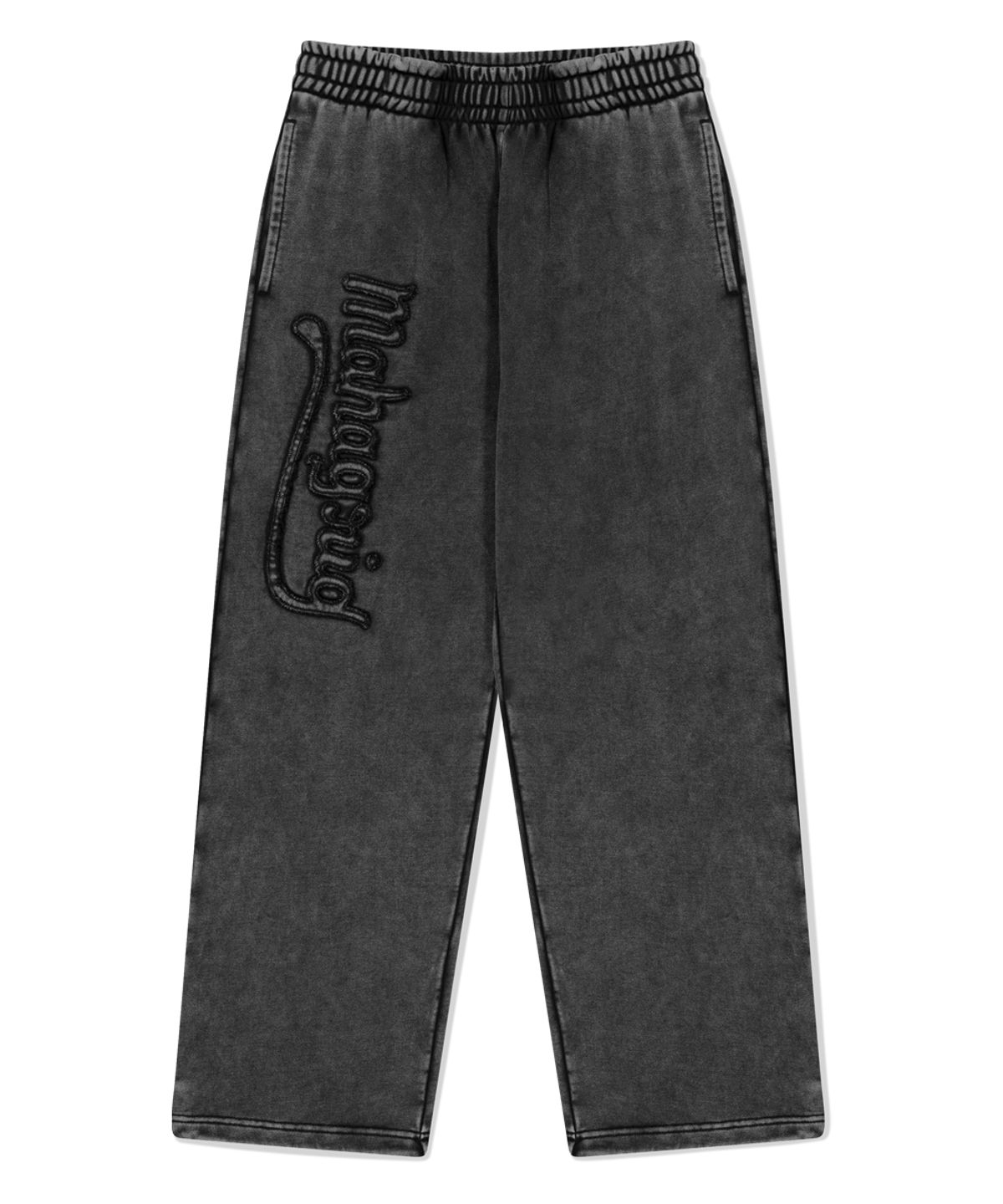 마하그리드(MAHAGRID) WASHED CUT OFF APPLIQUE SWEAT PANT BLACK(MG2FFMPA06A)