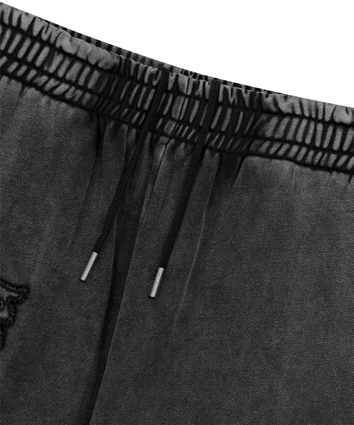 마하그리드(MAHAGRID) WASHED CUT OFF APPLIQUE SWEAT PANT BLACK(MG2FFMPA06A)