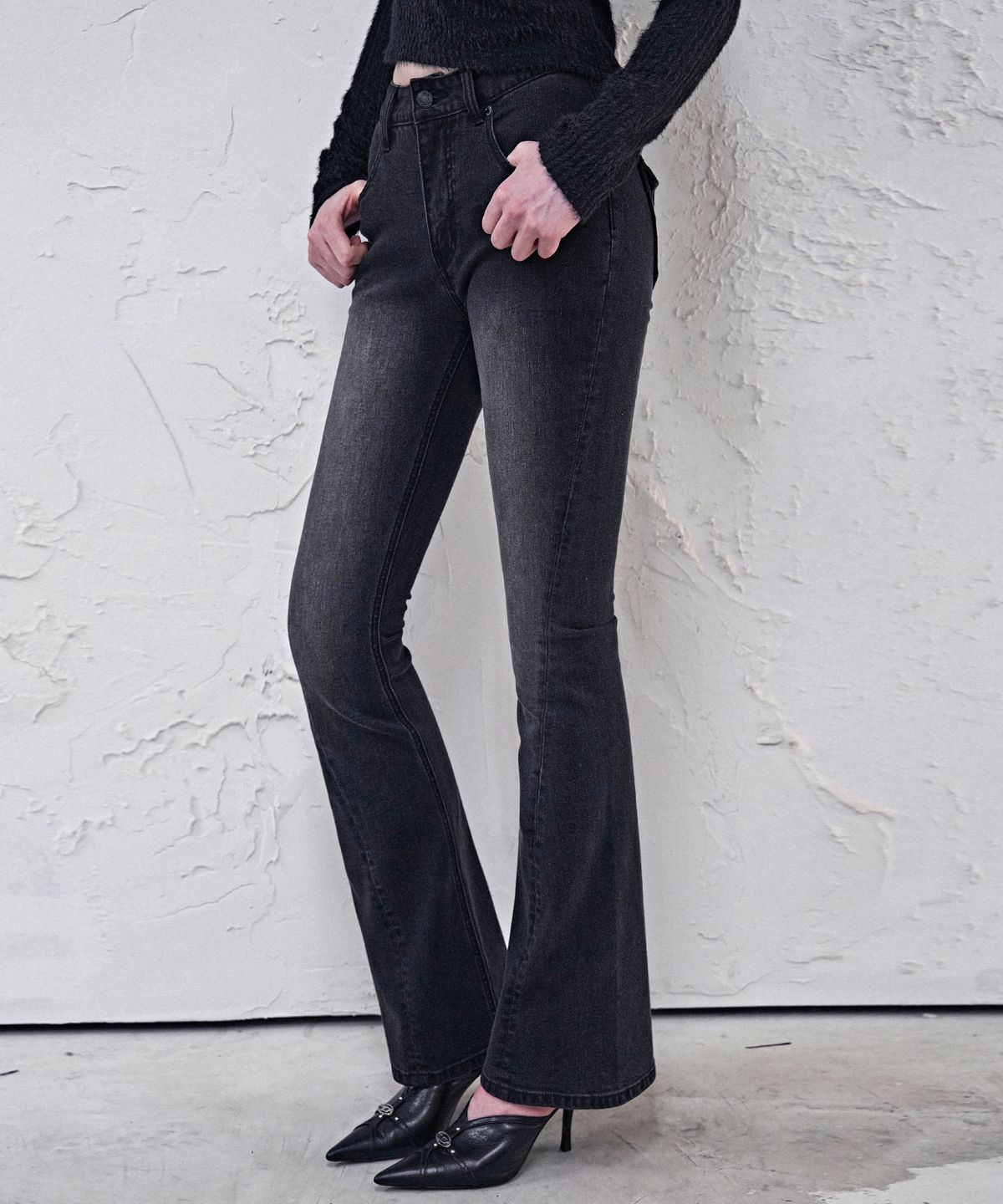 어반드레스(AVANDRESS) Shadow Line Bootscut Pants DEEP BLUE
