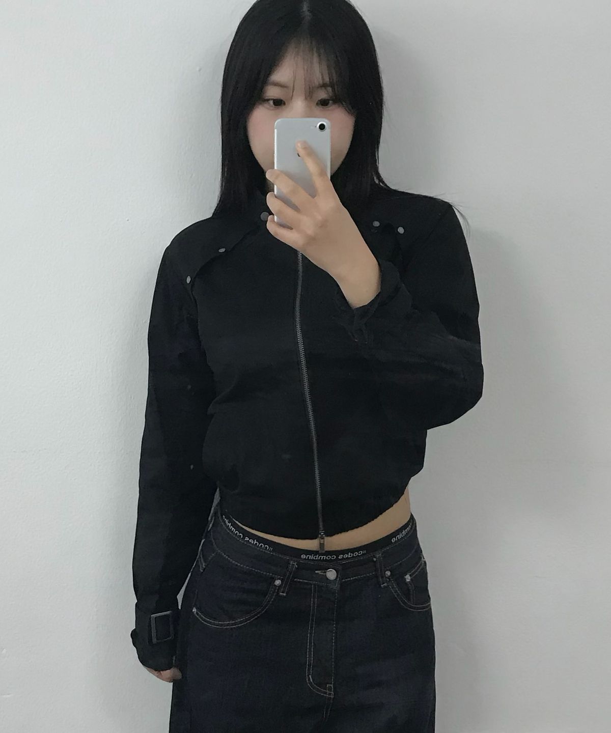 플레이스 스튜디오(PLACE STUDIO) [리뉴얼] 하이넥 스탠다드 스트랩 비조 포인트 블루종 집업 자켓 [블랙]