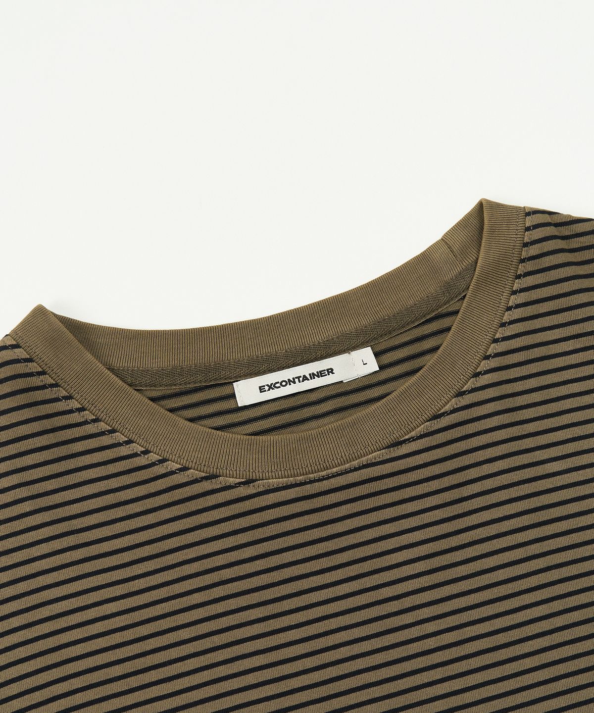 엑스컨테이너(EXCONTAINER) 빈티지 피그먼트 스트라이프 롱 슬리브 (DEEP BEIGE)