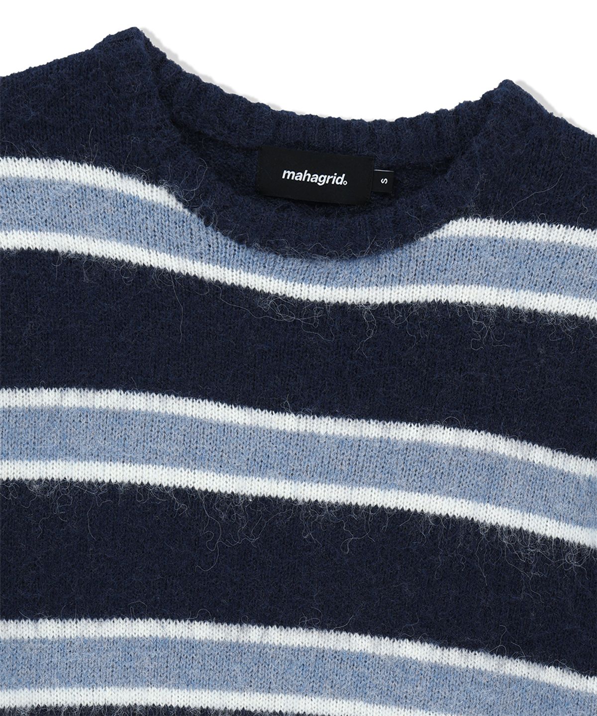 마하그리드(MAHAGRID) HAIRY STRIPE KNIT SWEATER NAVY(MG2FFMK600A)