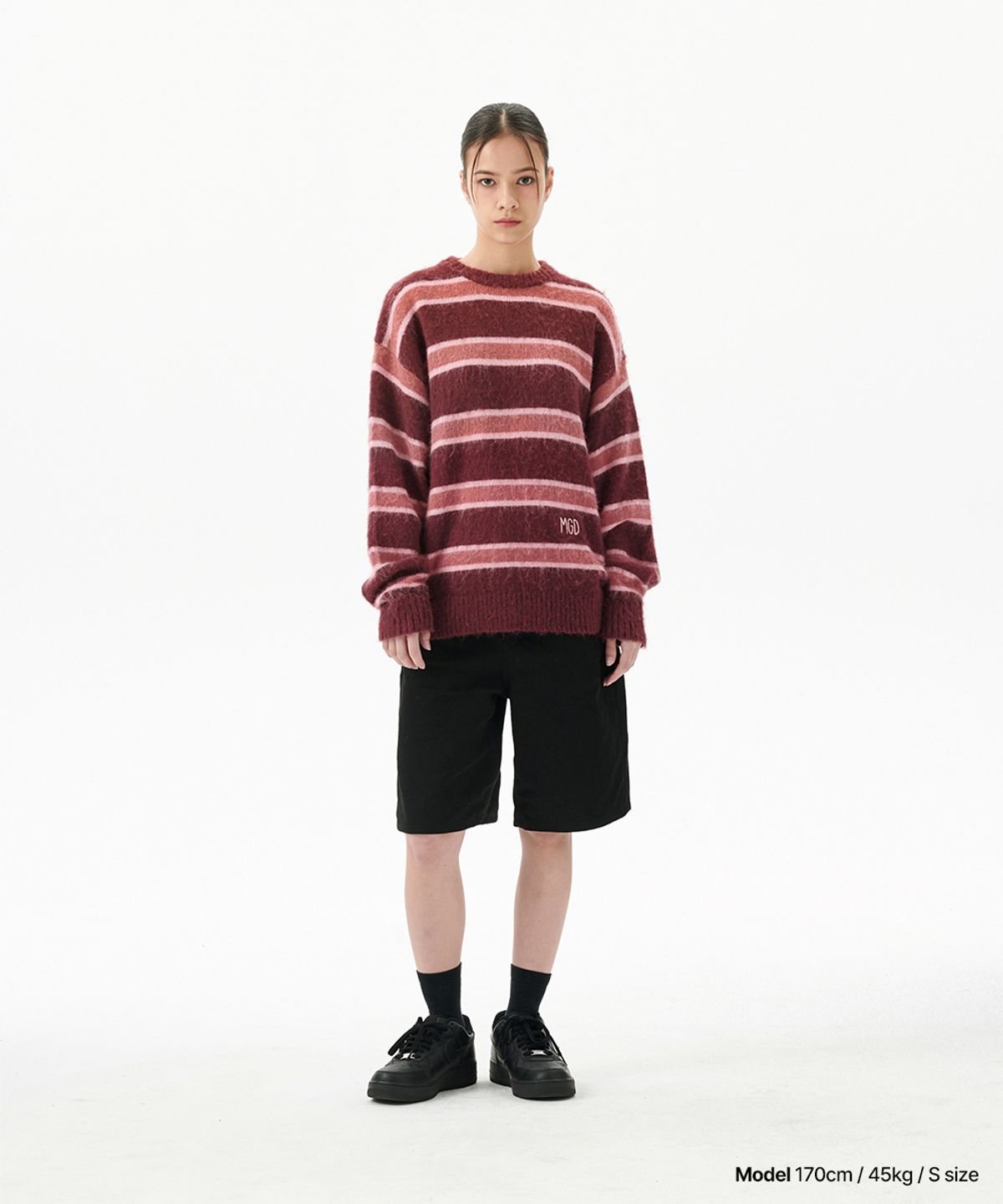 마하그리드(MAHAGRID) HAIRY STRIPE KNIT SWEATER BURGUNDY(MG2FFMK600A)