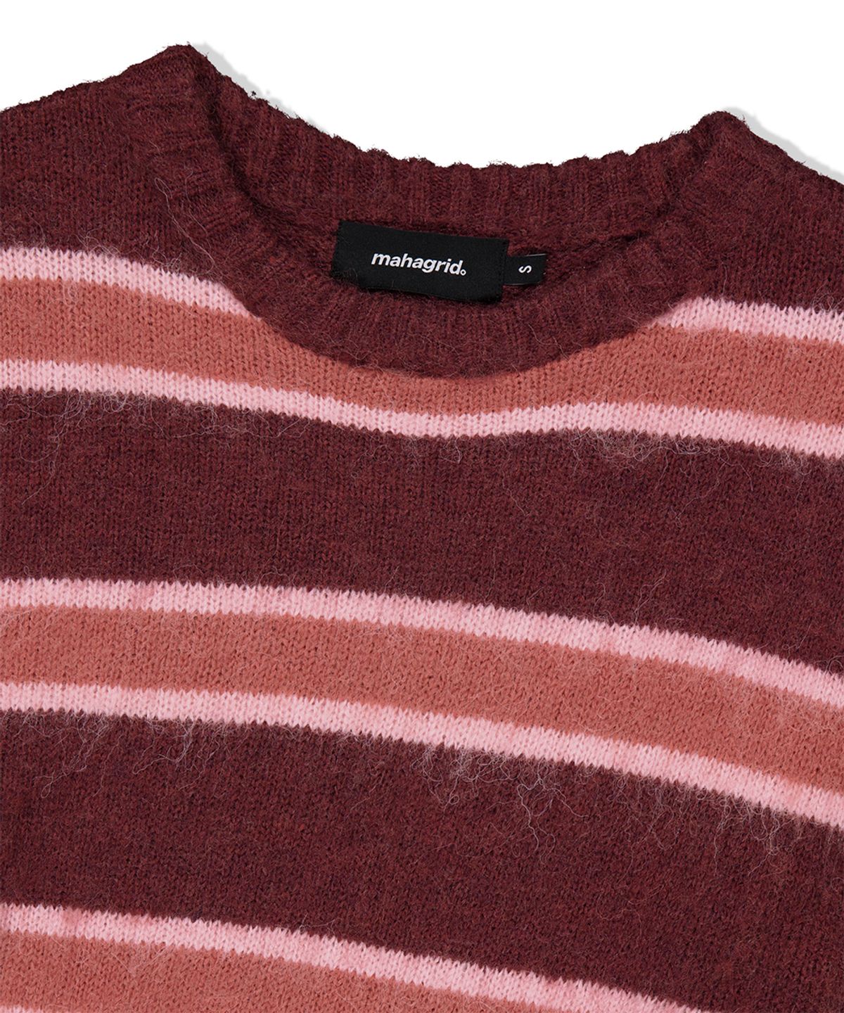 마하그리드(MAHAGRID) HAIRY STRIPE KNIT SWEATER BURGUNDY(MG2FFMK600A)