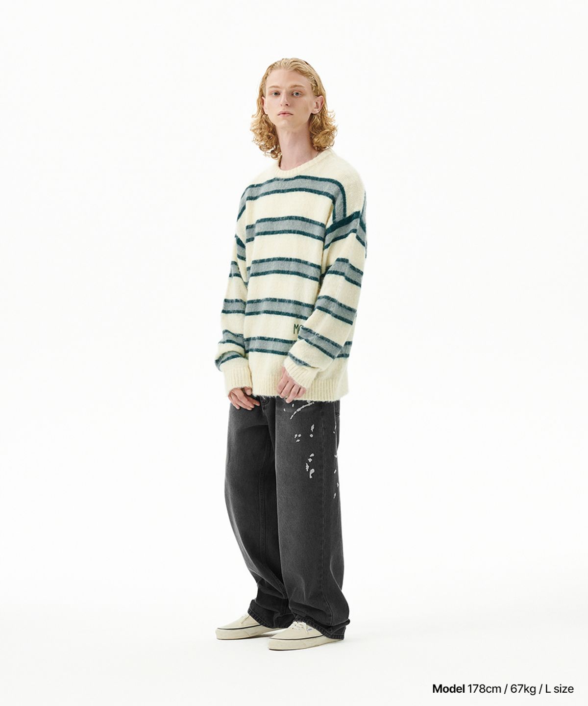 마하그리드(MAHAGRID) HAIRY STRIPE KNIT SWEATER IVORY(MG2FFMK600A)