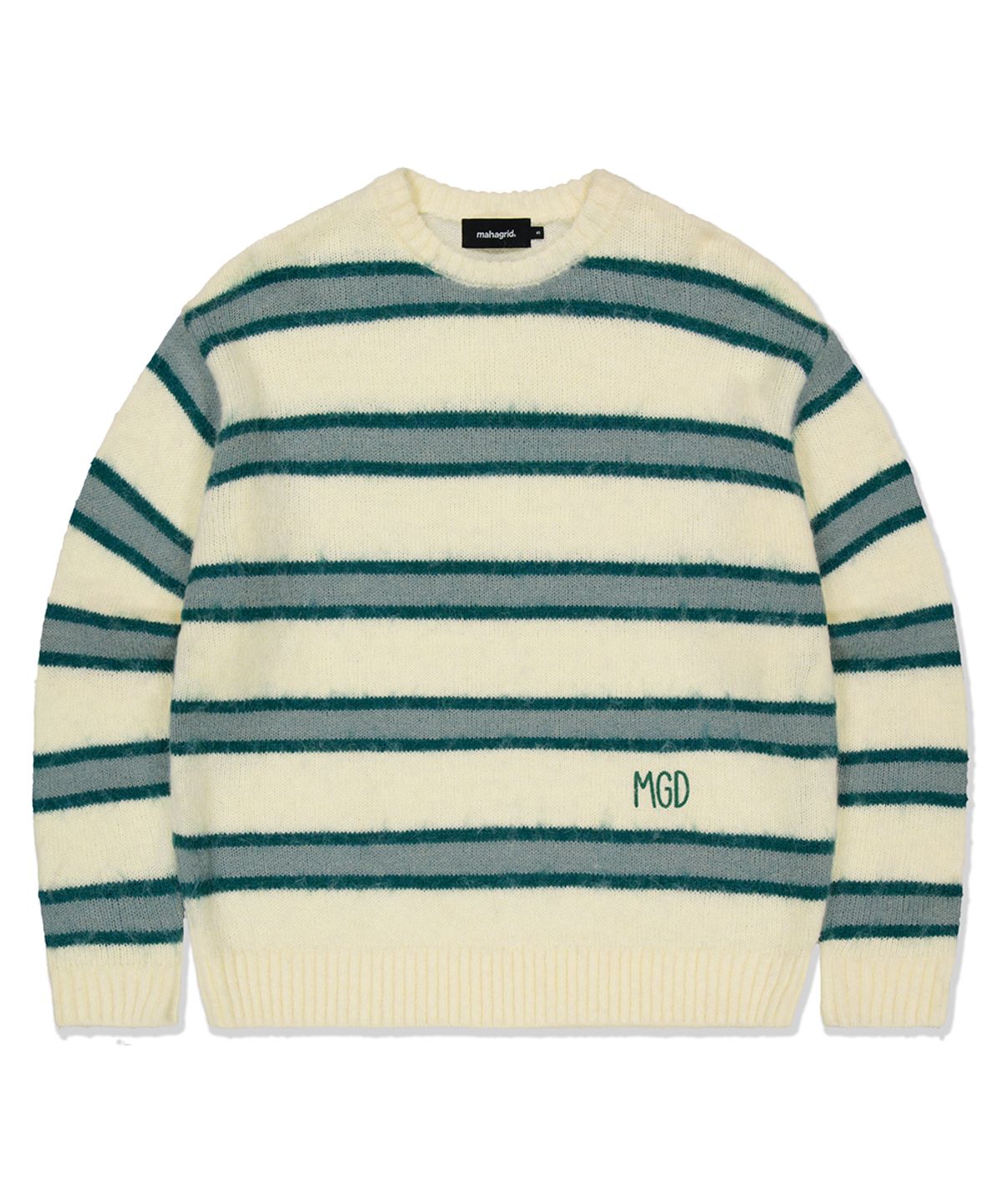 마하그리드(MAHAGRID) HAIRY STRIPE KNIT SWEATER IVORY(MG2FFMK600A)