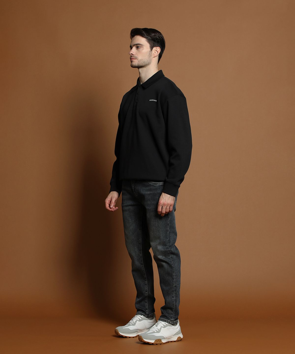 빠니깔레(PANICALE) 블랙 레귤러핏 캐주얼 폴로 티셔츠