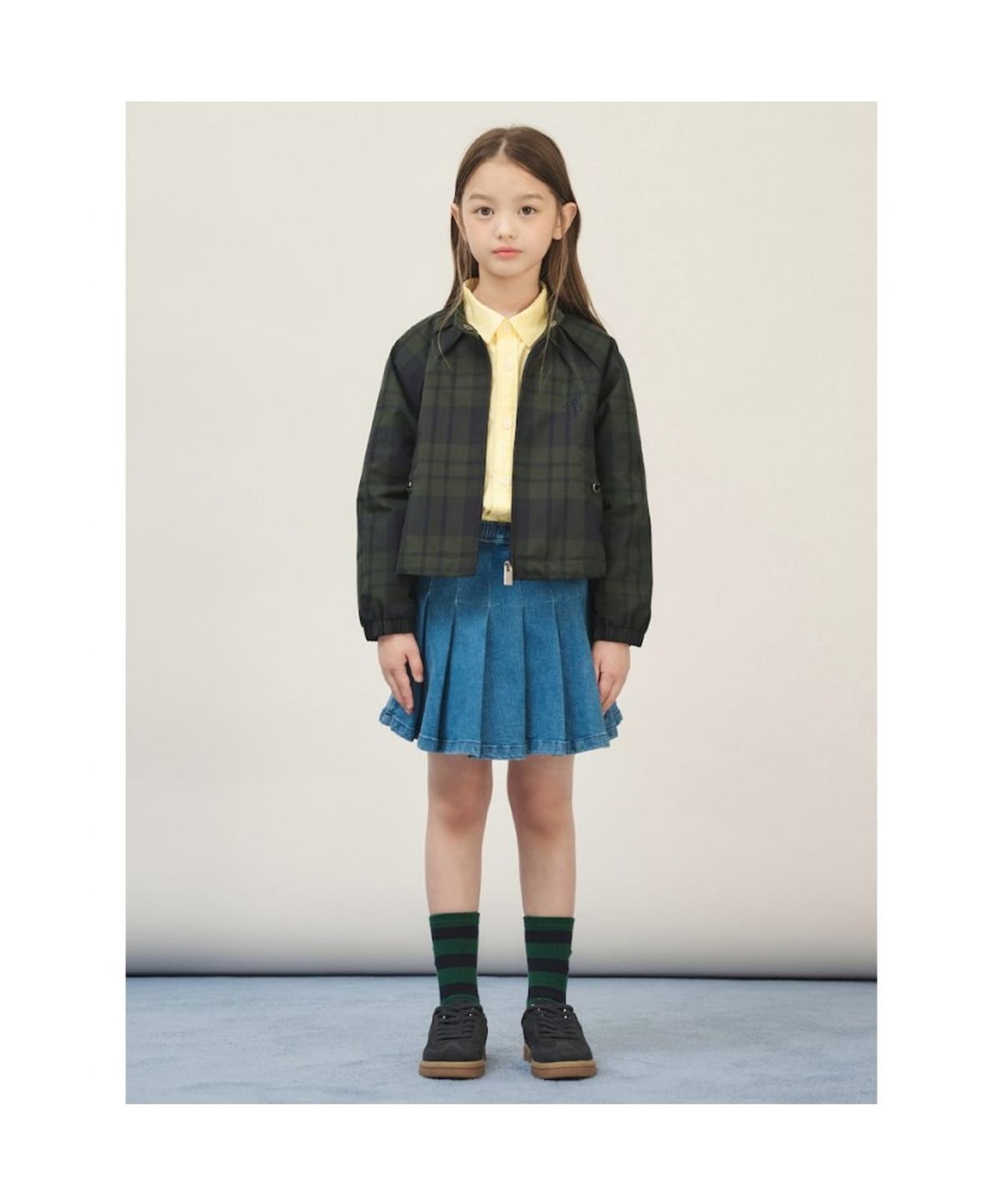 빈폴 키즈(BEANPOLE KIDS) [Reedition] 프리미엄 체크 바람막이 점퍼  그린 (BI5839G01M) (BI5839G01M)