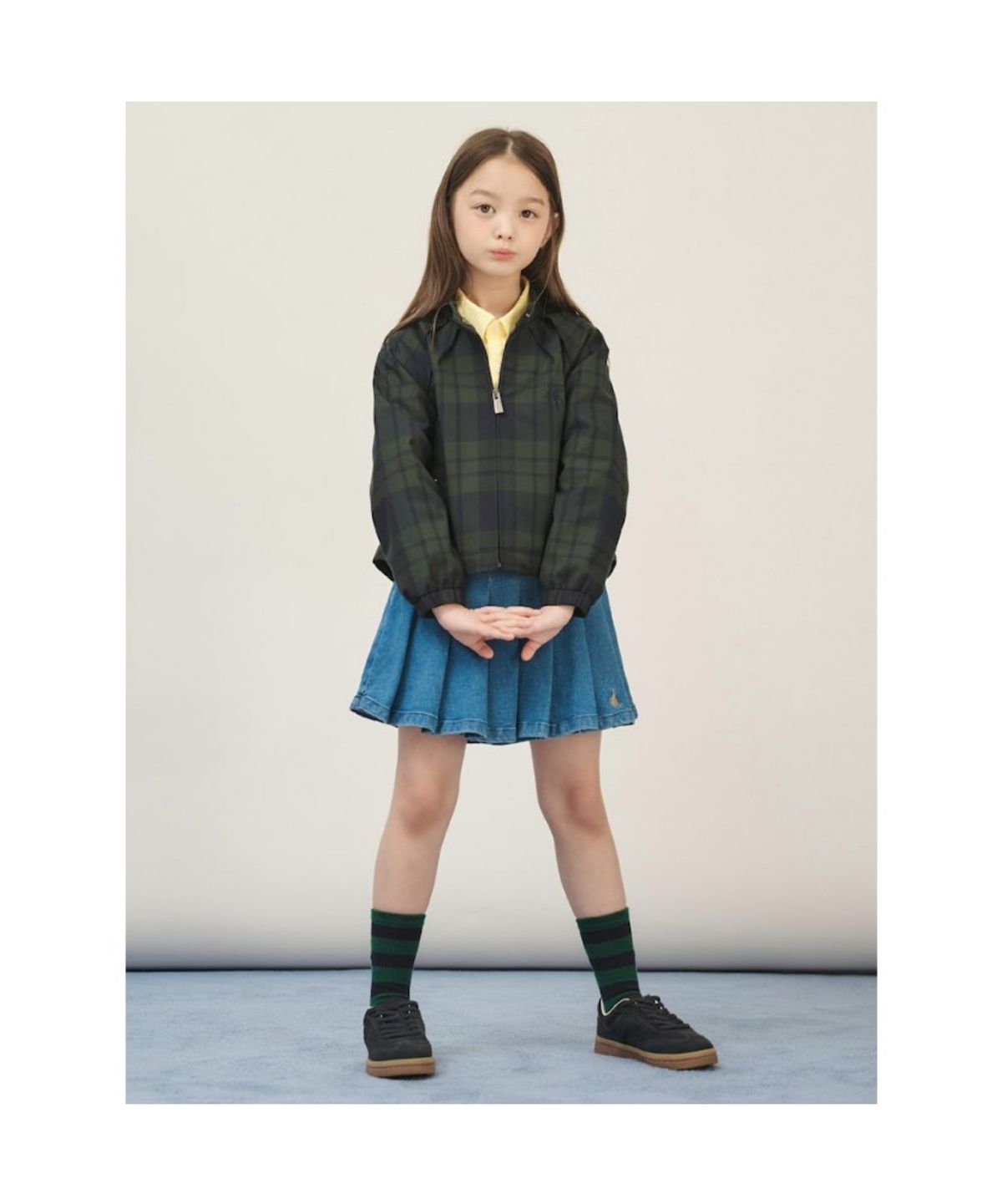 빈폴 키즈(BEANPOLE KIDS) [Reedition] 프리미엄 체크 바람막이 점퍼  그린 (BI5839G01M) (BI5839G01M)