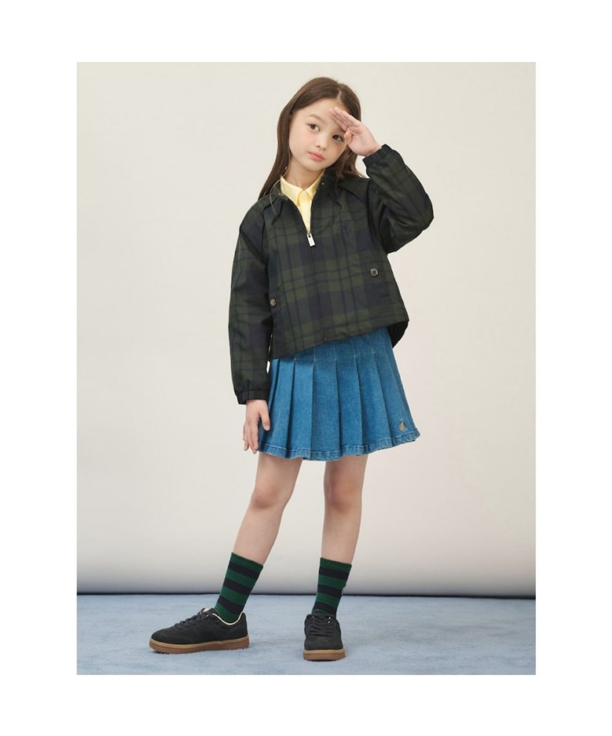 빈폴 키즈(BEANPOLE KIDS) [Reedition] 프리미엄 체크 바람막이 점퍼  그린 (BI5839G01M) (BI5839G01M)